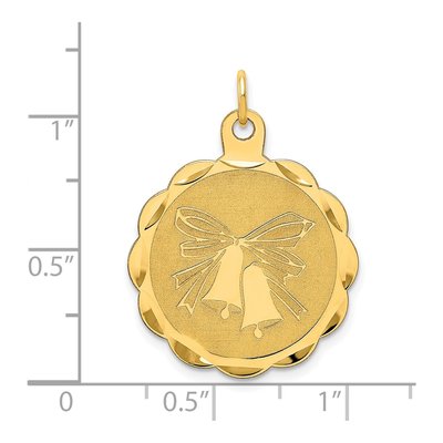 14K Yellow Gold Wedding Bells Disc Charm – view 4