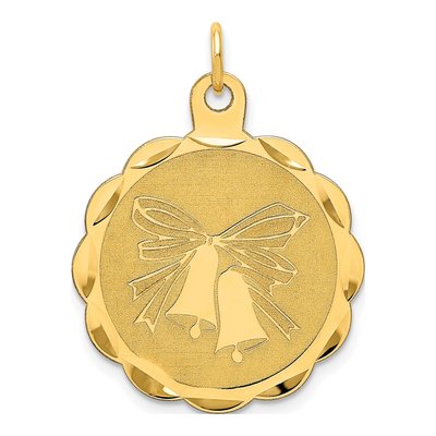 14K Yellow Gold Wedding Bells Disc Charm