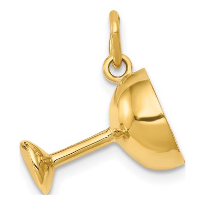14K Yellow Gold Champagne Glass Charm