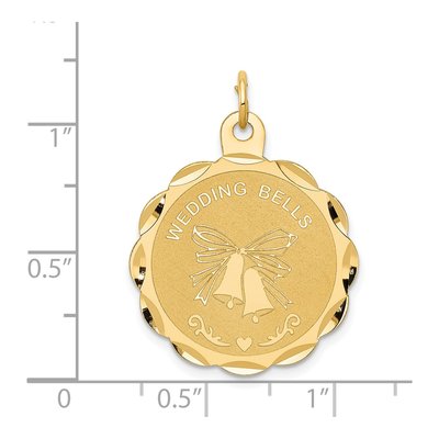 14K Yellow Gold Wedding Bells Disc Charm – view 4