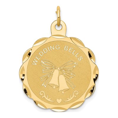 14K Yellow Gold Wedding Bells Disc Charm