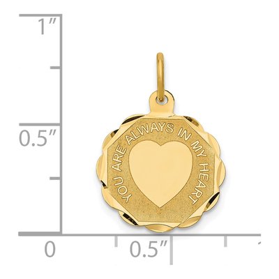 14K Yellow Gold Heart Disc Charm – view 4