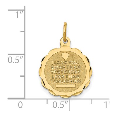 14K Yellow Gold I LOVE YOU MORE THAN Yesterday Charm – view 5