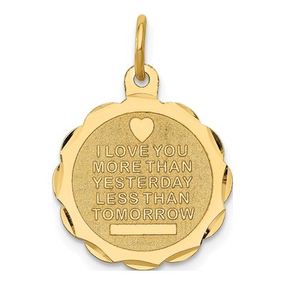 14K Yellow Gold I LOVE YOU MORE THAN Yesterday Charm