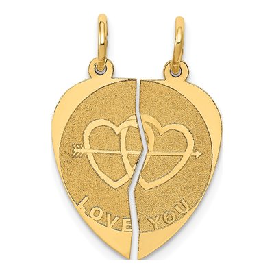 14K Yellow Gold 2-Piece I LOVE YOU Pendant