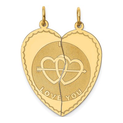 14K Yellow Gold I LOVE YOU 2-Piece Charm
