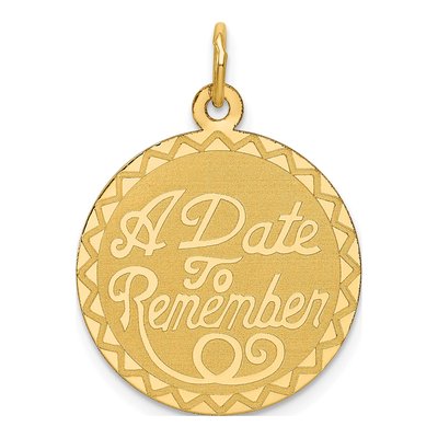 14K Yellow Gold Date Disc Charm