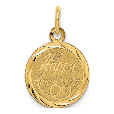 14K Yellow Gold Happy Anniversary Disc Charm