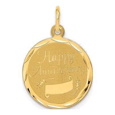 14K Yellow Gold Happy Anniversary Disc Charm
