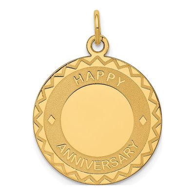 14K Yellow Gold Happy Anniversary Disc Charm