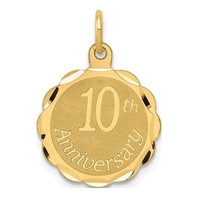 14K Yellow Gold 10th Anniversary Disc Charm