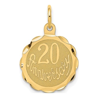 14K Yellow Gold 20th Anniversary Disc Charm