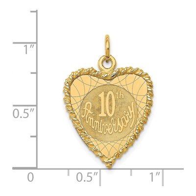 14K Yellow Gold 10th Anniversary Heart Charm – view 4