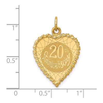 14K Yellow Gold 20th Anniversary Heart Charm – view 4