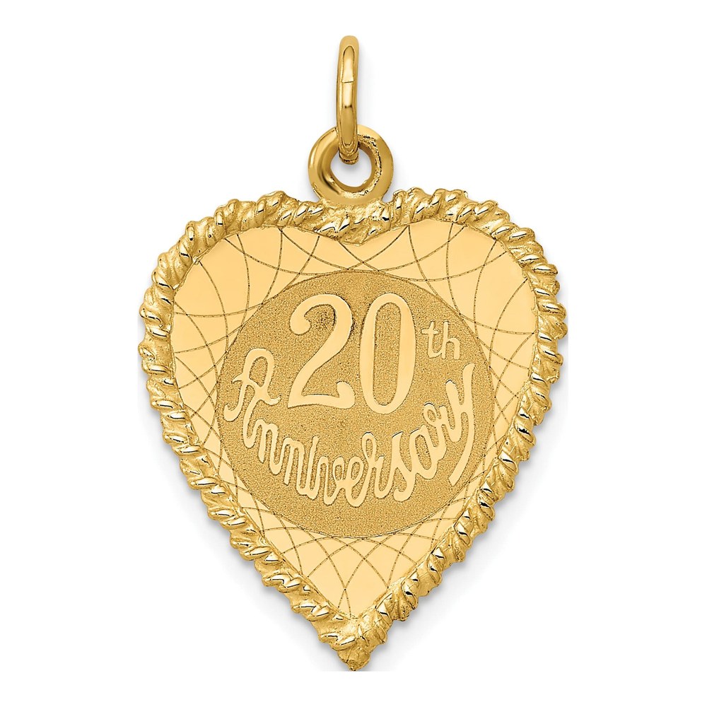 14K Yellow Gold 20th Anniversary Heart Charm