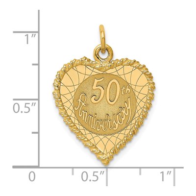 14K Yellow Gold 50th Anniversary Heart Charm – view 4