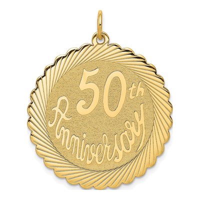 14K Yellow Gold 50th Anniversary Disc Charm