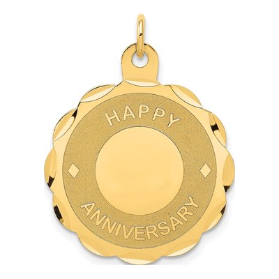 14K Yellow Gold Happy Anniversary Disc Charm