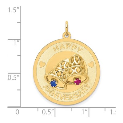 14K Yellow Gold CZ Happy Anniversary Disc Charm – view 5