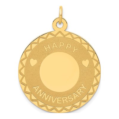 14K Yellow Gold Happy Anniversary Disc Charm