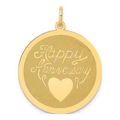 14K Yellow Gold Happy Anniversary Disc Charm