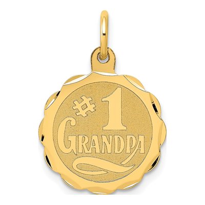 14K Yellow Gold Grandpa Disc Number 1 Charm
