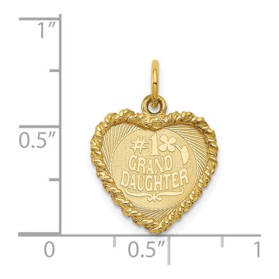 14K Yellow Gold Granddaughter Heart Number 1 Charm – view 4
