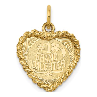14K Yellow Gold Granddaughter Heart Number 1 Charm