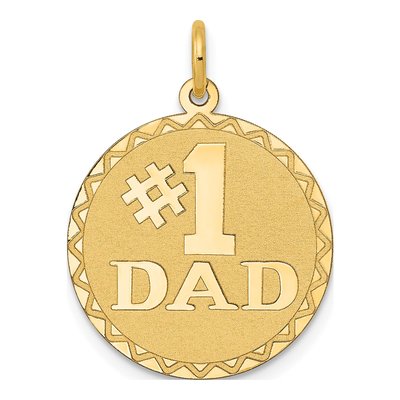 14K Yellow Gold DAD Disc Number 1 Charm