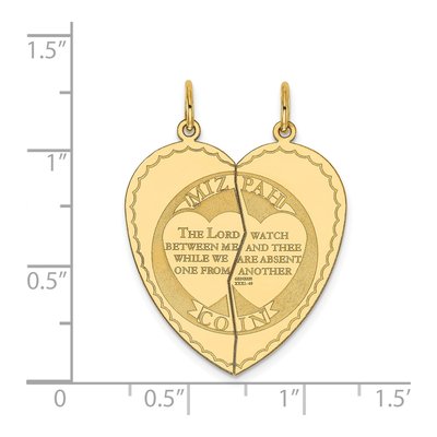 14K Yellow Gold Mizpah Coin Heart Charm – view 3