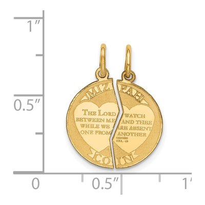 14K Yellow Gold Mizpah Coin 2-Piece Charm – view 3