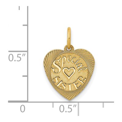 14K Yellow Gold Special Sister Heart Charm – view 4