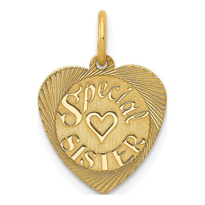 14K Yellow Gold Special Sister Heart Charm