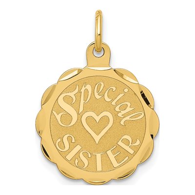 14K Yellow Gold Special Sister Disc Charm