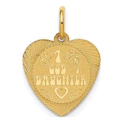 14K Yellow Gold Goddaughter Heart Disc Number 1 Charm