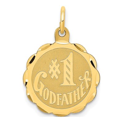 14K Yellow Gold Godfather Disc Number 1 Charm