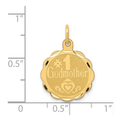 14K Yellow Gold Godmother Disc Number 1 Charm – view 4