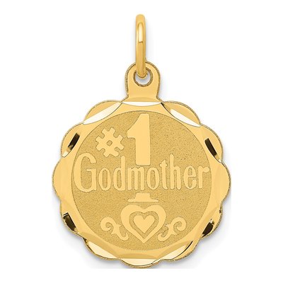 14K Yellow Gold Godmother Disc Number 1 Charm