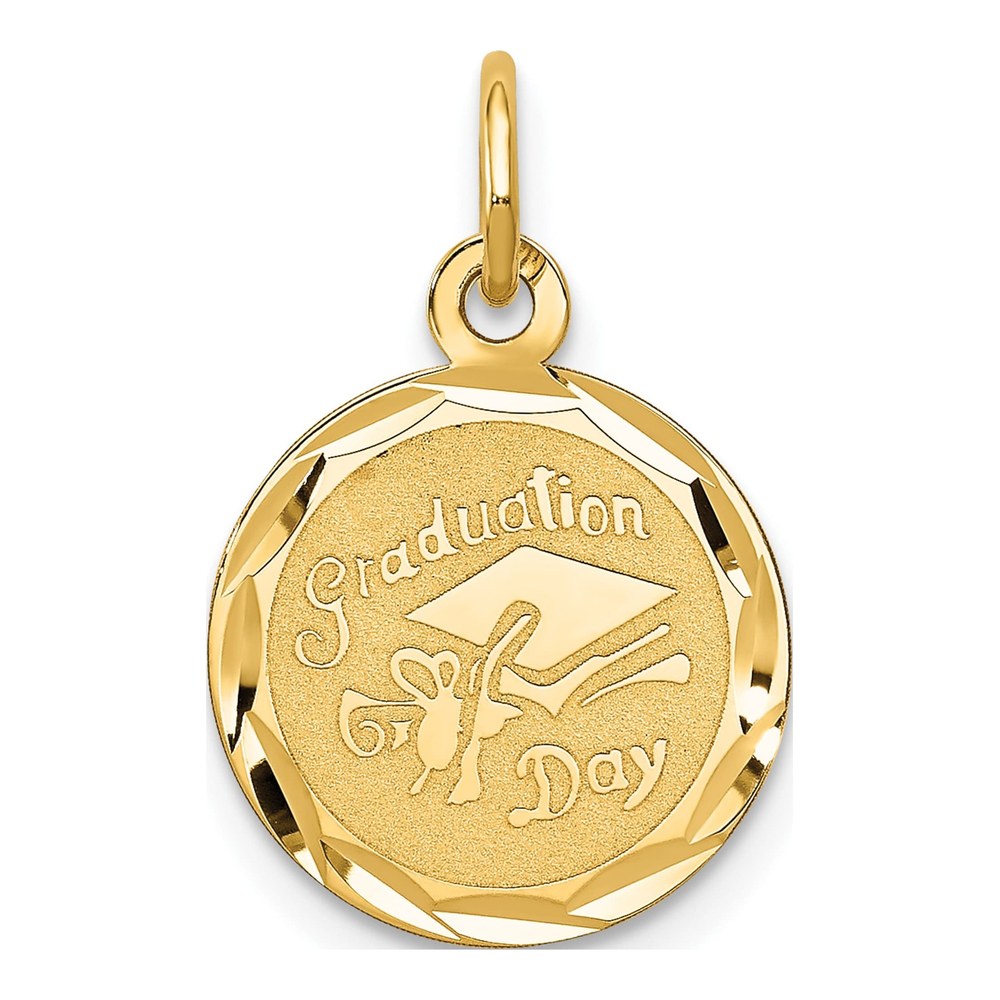 14K Yellow Gold Graduation Cap Disc Charm