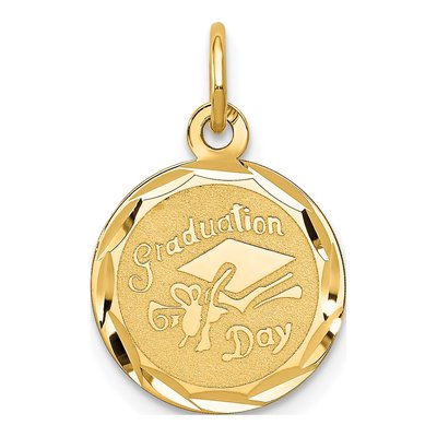 14K Yellow Gold Graduation Cap Disc Charm