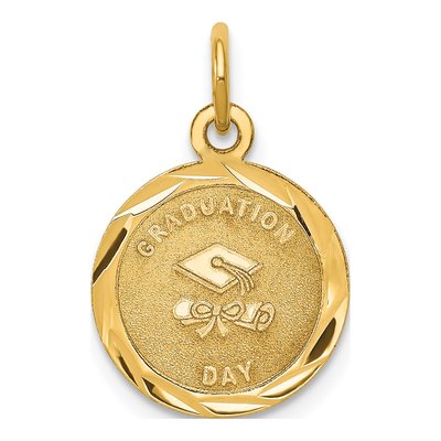 14K Yellow Gold Graduation Cap Disc Charm