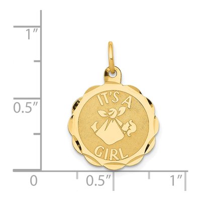 14K Yellow Gold It's GIRL Scalloped Disc Charm – view 4