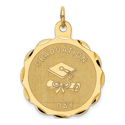 14K Yellow Gold Graduation Day Diploma Disc Charm