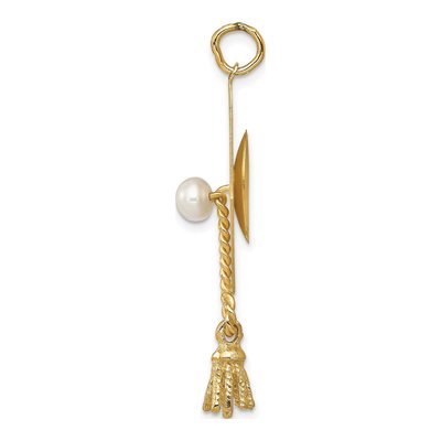 14K Yellow Gold Freshwater Cultured Pearl Graduation Cap Pendant – view 3