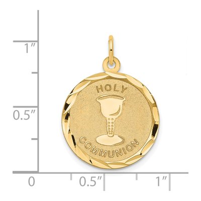 14K Yellow Gold Holy Communion Round Disc Pendant – view 4