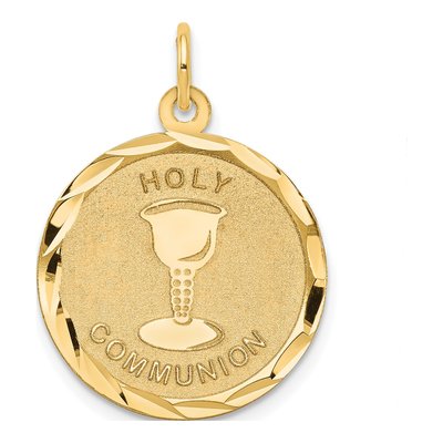 14K Yellow Gold Holy Communion Round Disc Pendant
