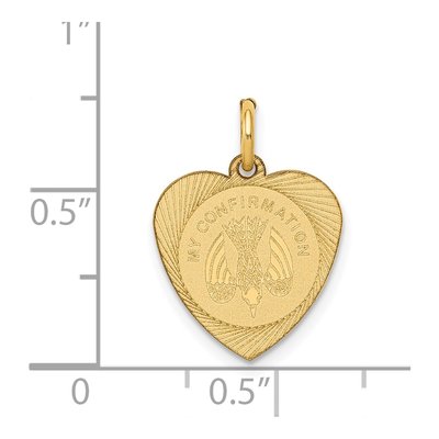14K Yellow Gold My Confirmation Dove Heart Disc Charm – view 4
