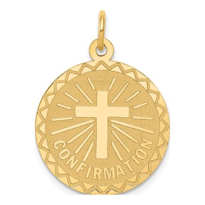 14K Yellow Gold Confirmation Cross Disc Charm