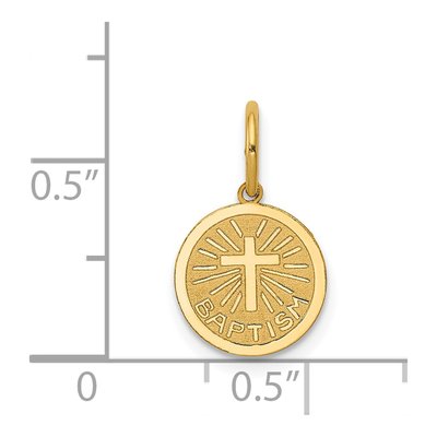 14K Yellow Gold Baptism Cross Disc Charm – view 4