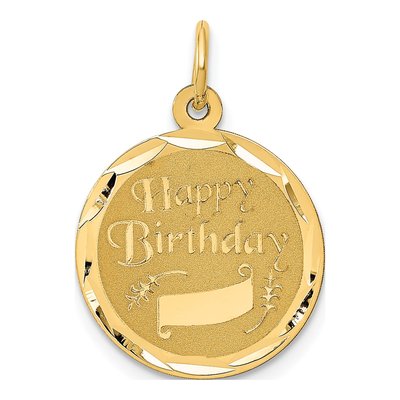 14K Yellow Gold Happy Birthday Disc Charm